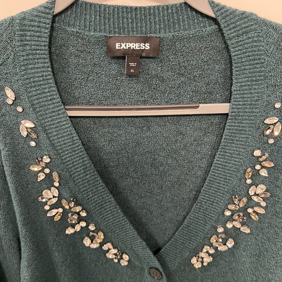 Express Green Jewel Cardigan - Picture 2 of 2
